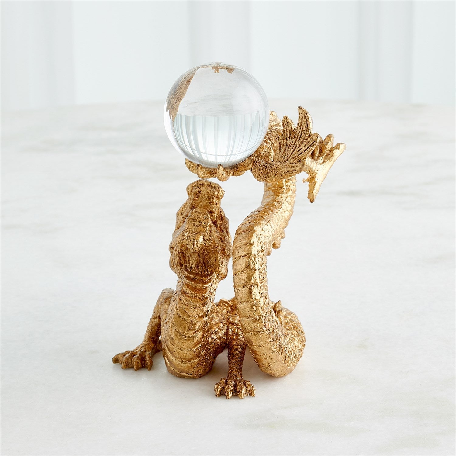 Global Views Gold Leaf Dragon Holding Sphere