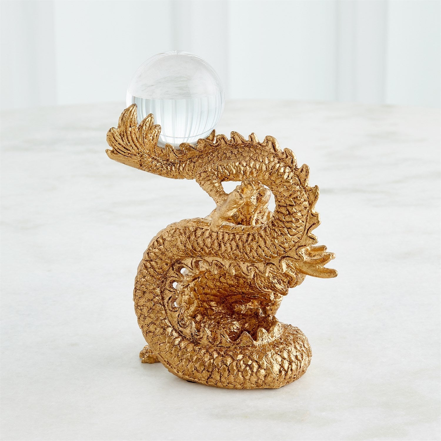 Global Views Gold Leaf Dragon Holding Sphere