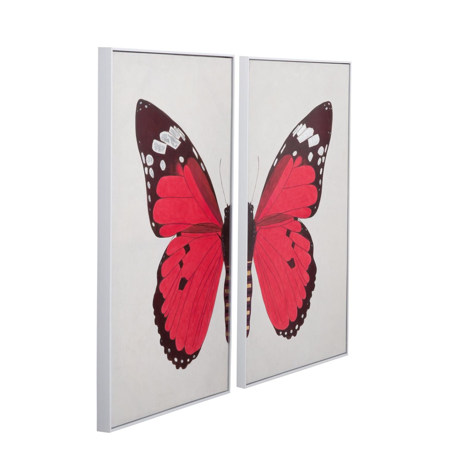 Bassett Mirror Butterfly Wings Framed Canvas - Set of 2