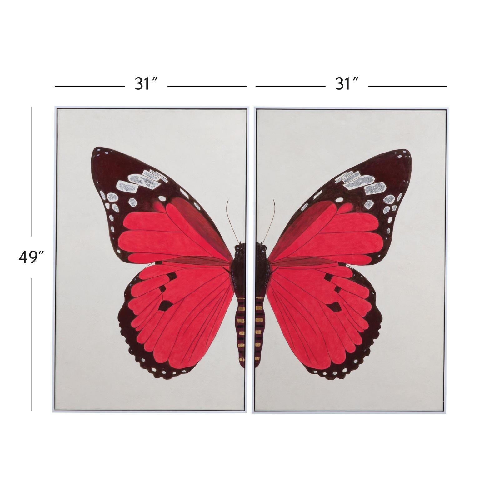 Bassett Mirror Butterfly Wings Framed Canvas - Set of 2