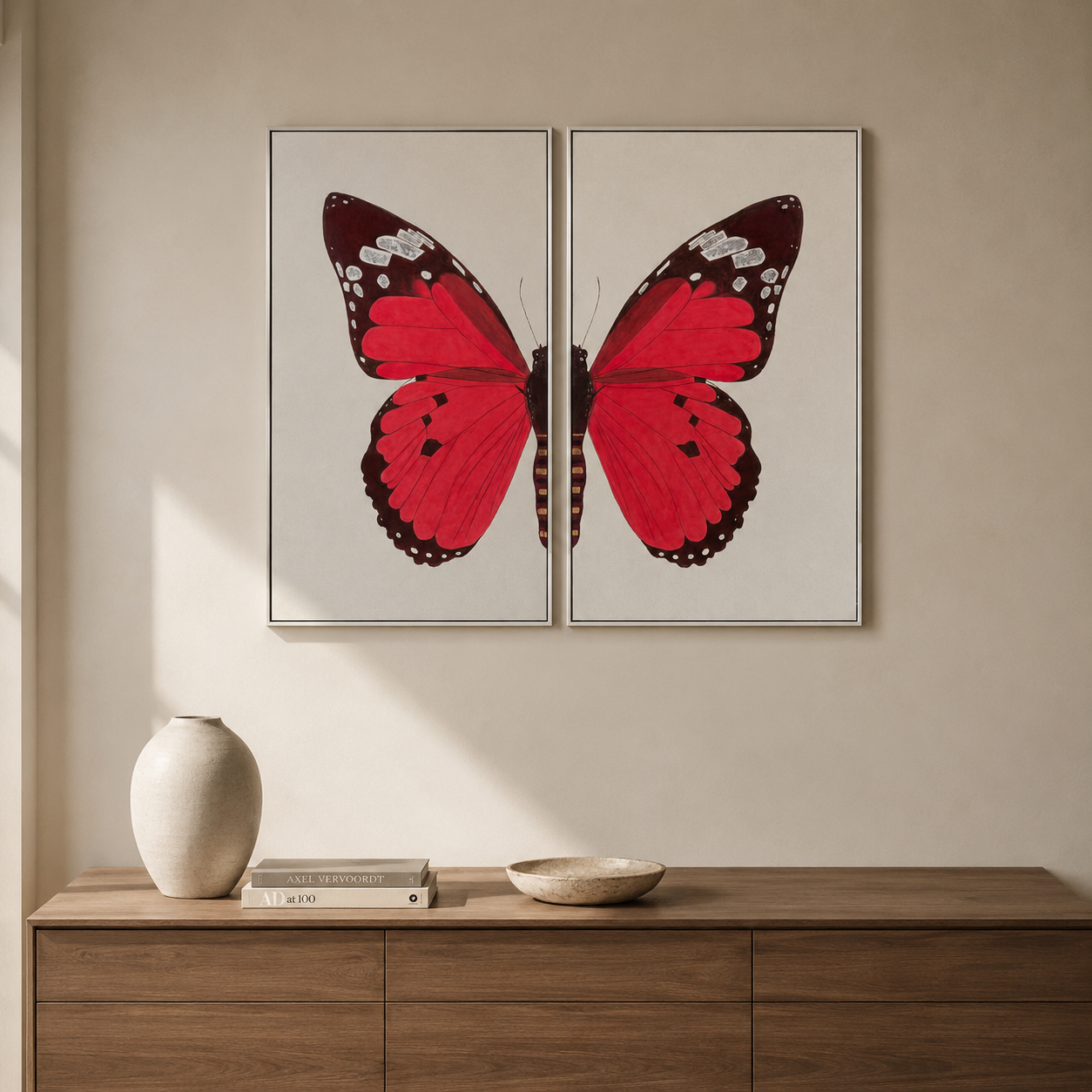Bassett Mirror Butterfly Wings Framed Canvas - Set of 2