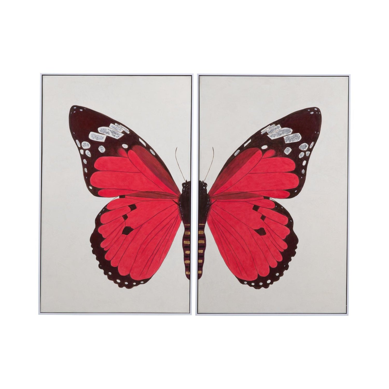 Bassett Mirror Butterfly Wings Framed Canvas - Set of 2