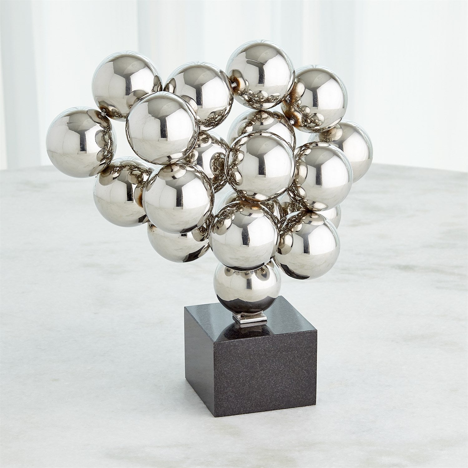 Global Views Nickel Black Granite Sphere Sculpture