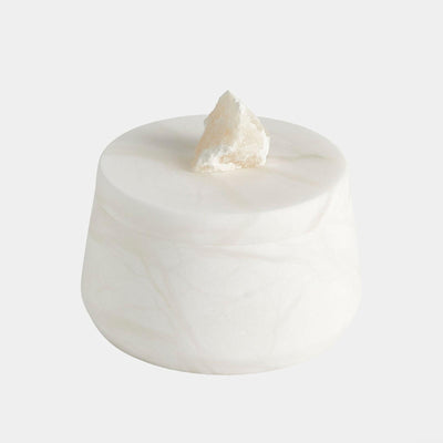 Global Views Finial White Roccia Alabaster Taper Box