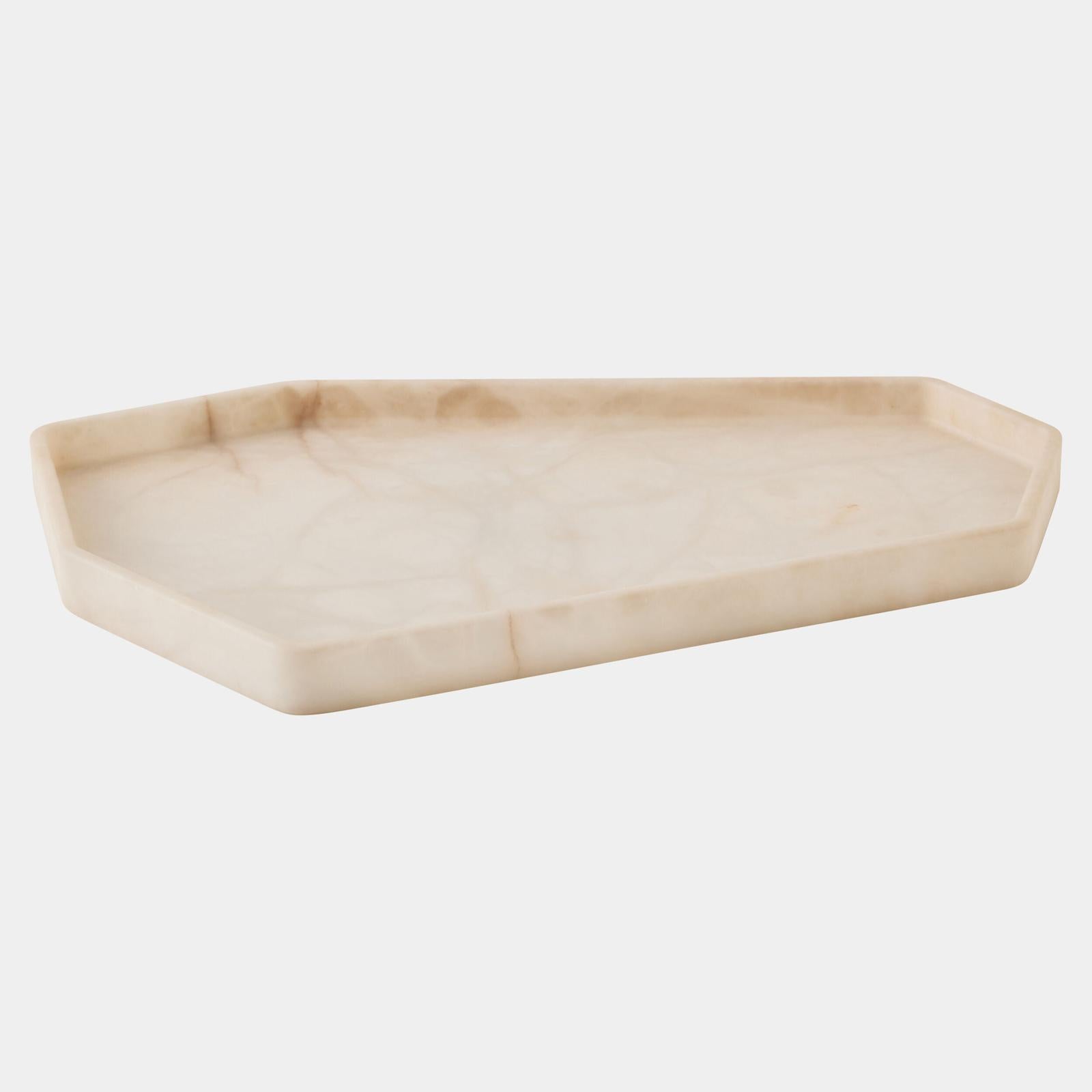 Global Views Polygon Tray Alabaster