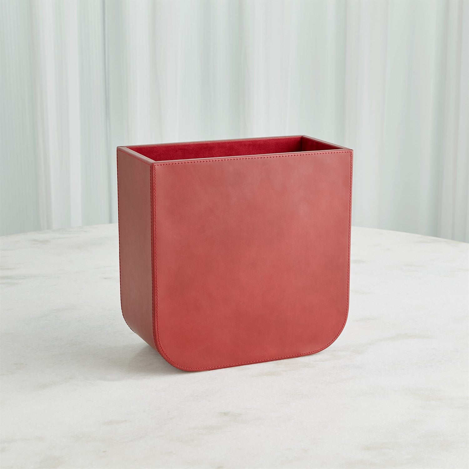 Global Views Radius Edge Leather Desk Accessories - Deep Red