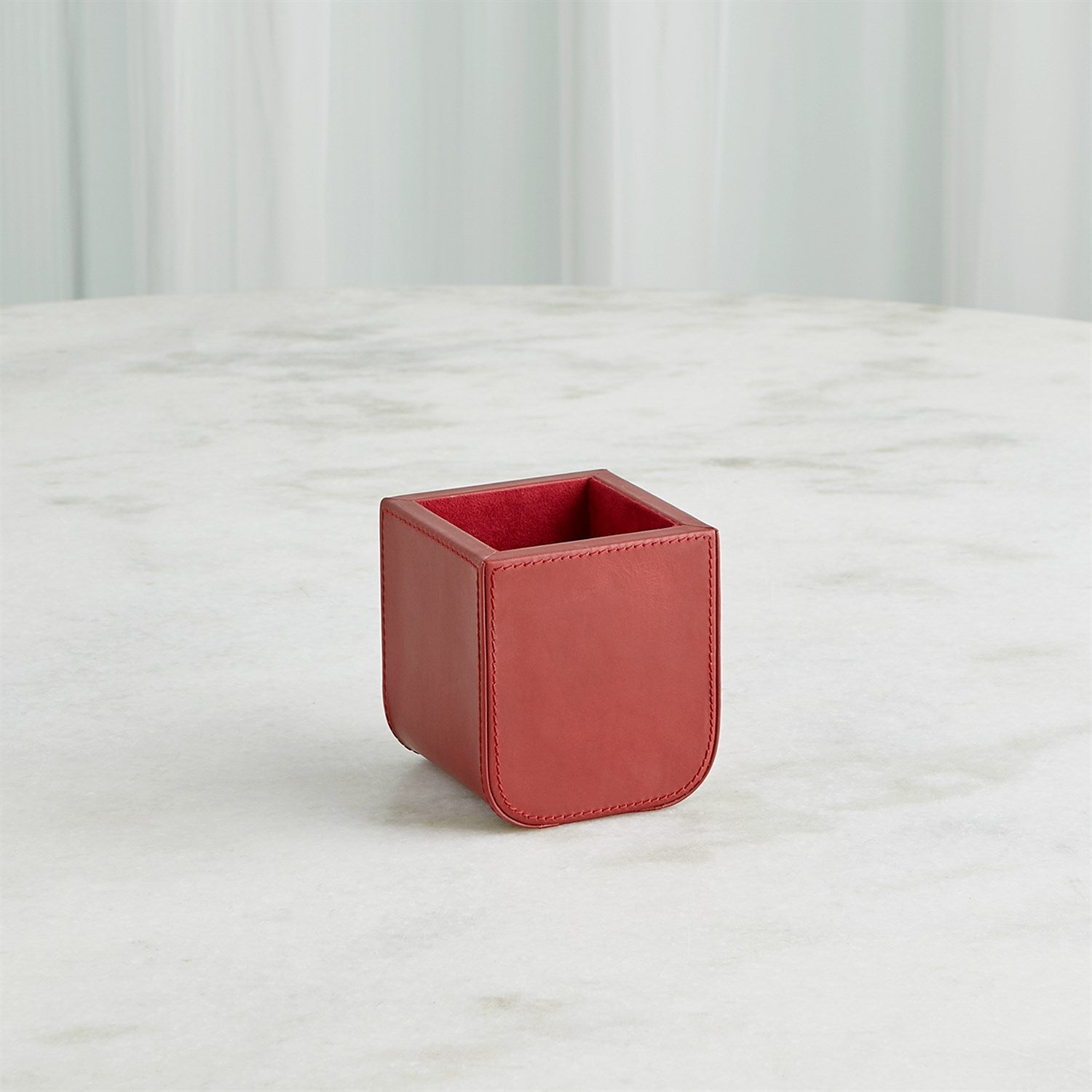 Global Views Radius Edge Leather Desk Accessories - Deep Red