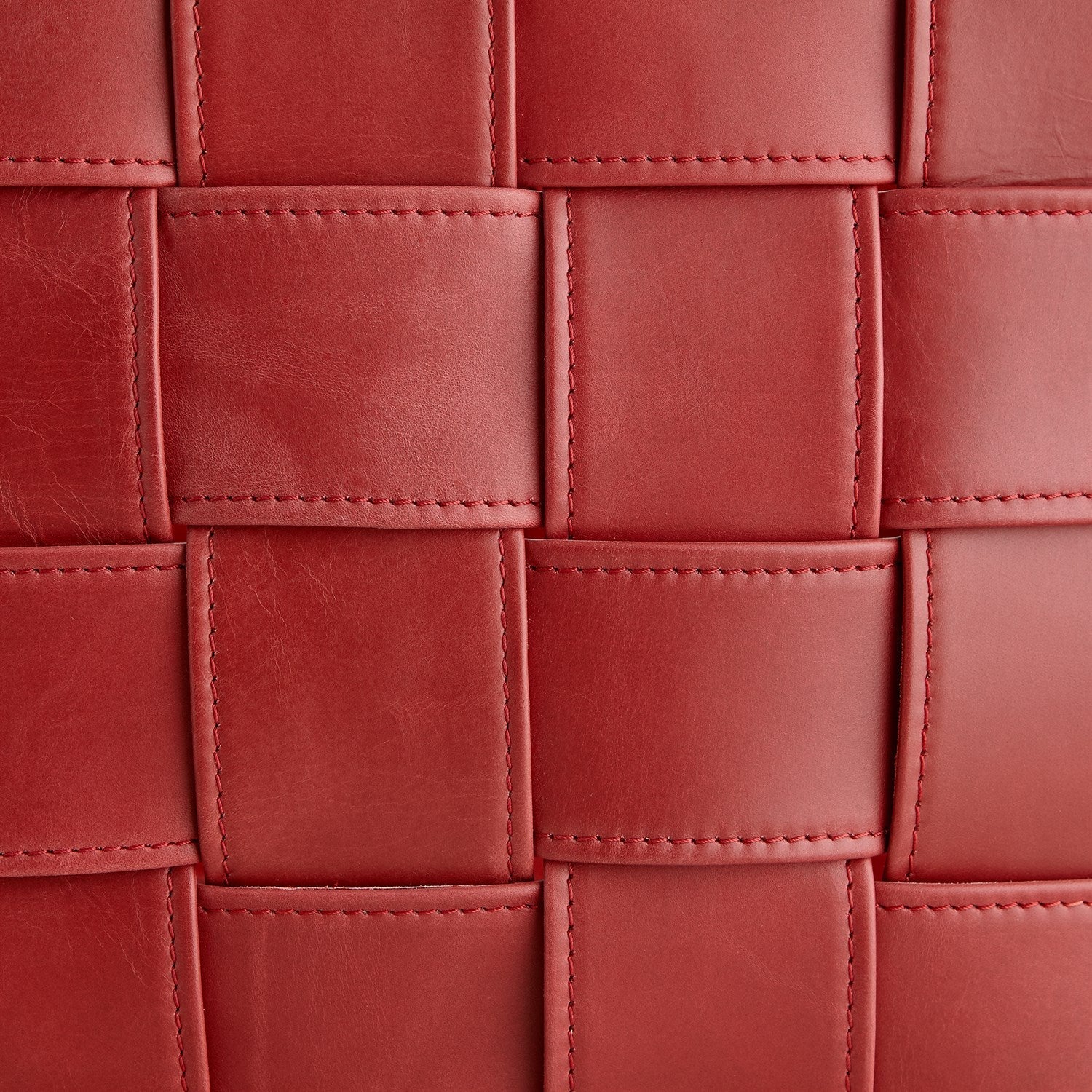 Global Views Deep Red Soft Woven Leather Basket Clearance