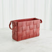 Global Views Deep Red Soft Woven Leather Basket Clearance