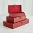 Global Views Deep Red Marbled Leather D Ring Box
