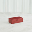Global Views Deep Red Marbled Leather D Ring Box