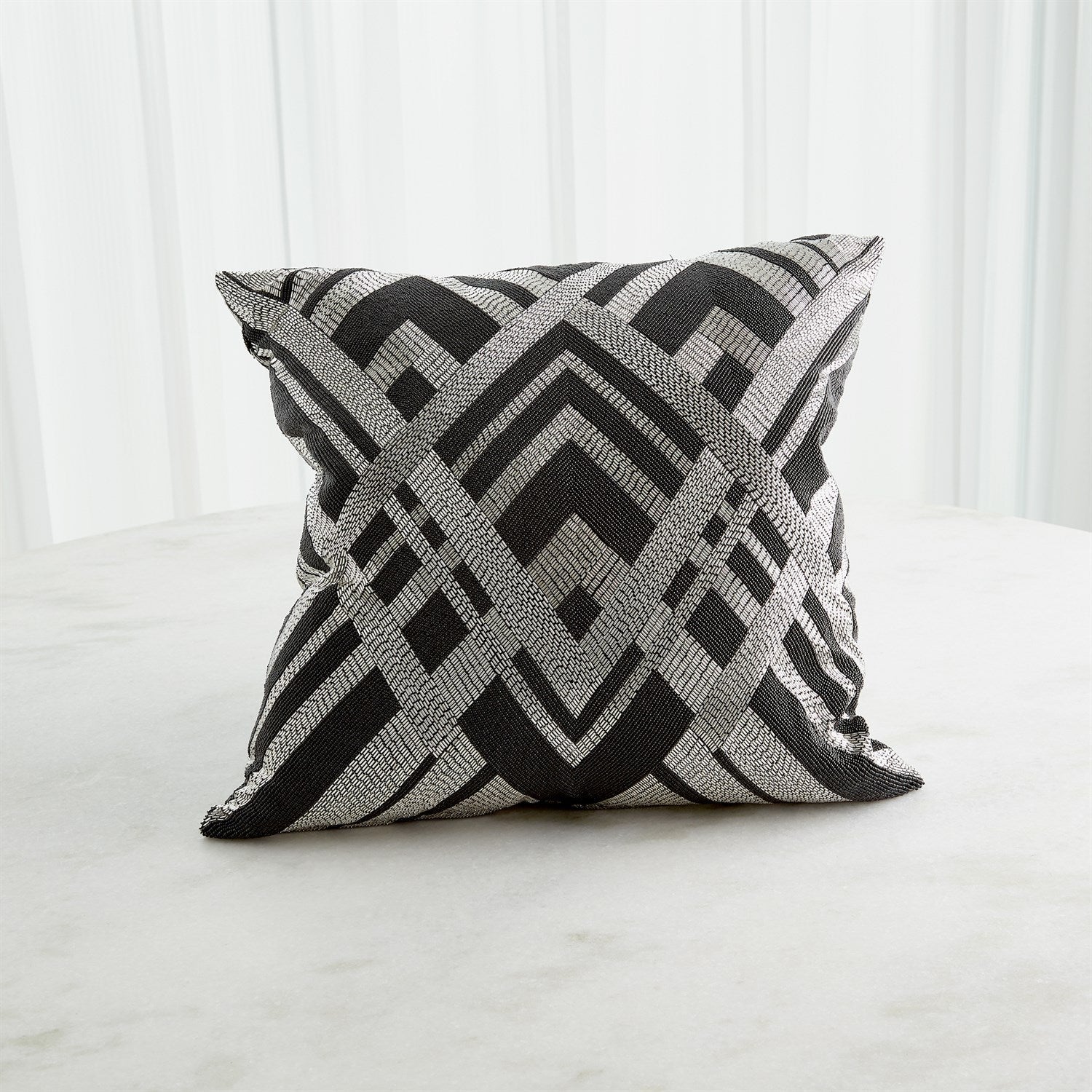 Global Views Black Silver Woven Lines Pillow DSC