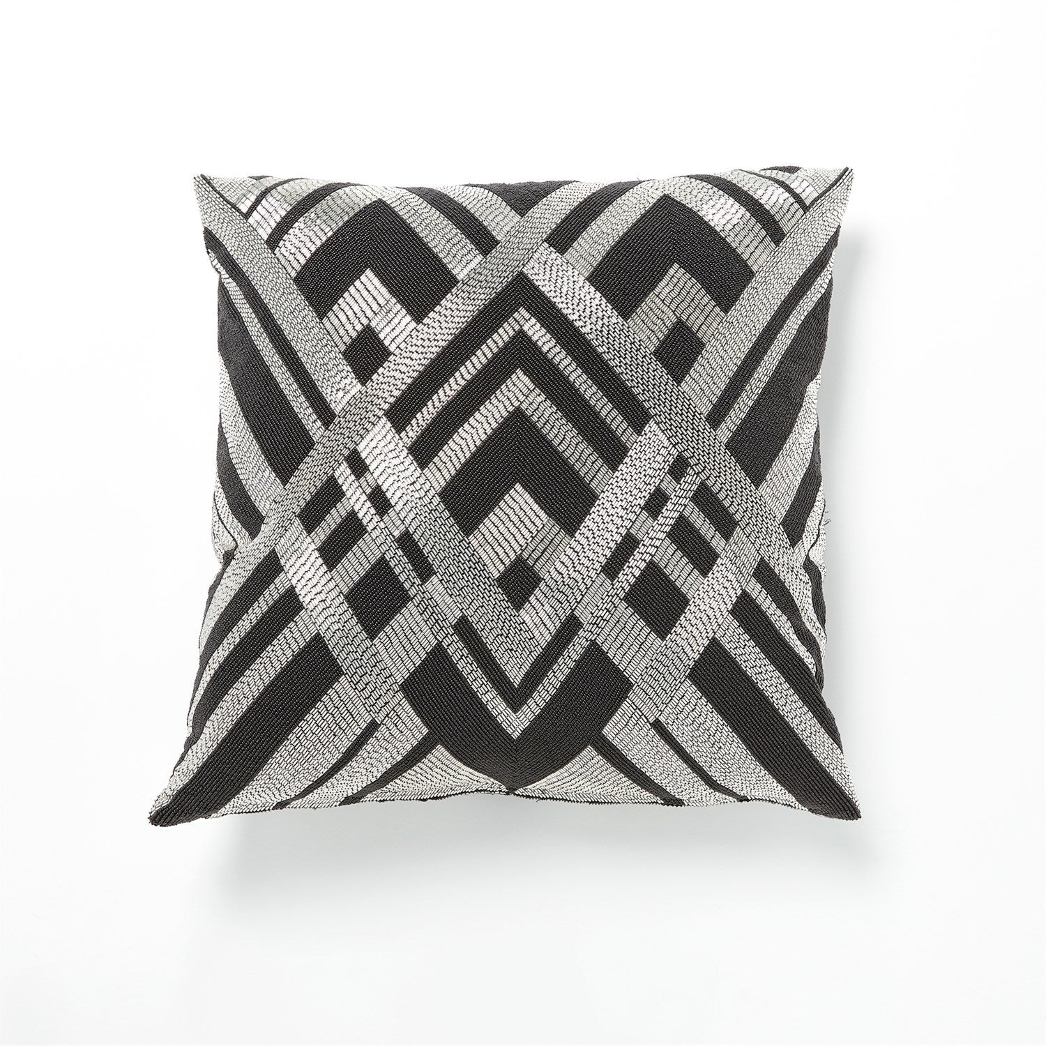 Global Views Black Silver Woven Lines Pillow DSC