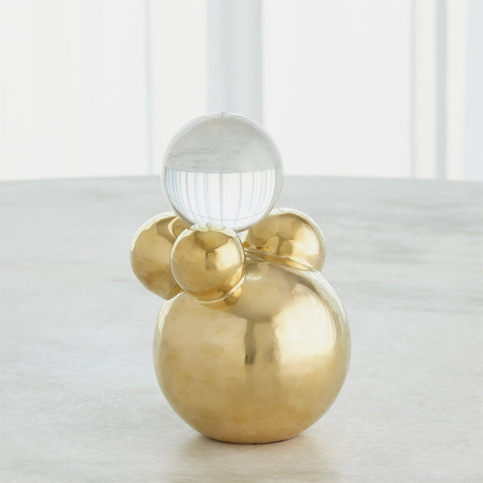 Global Views Bubble Orb Holder - Brass with Crystal