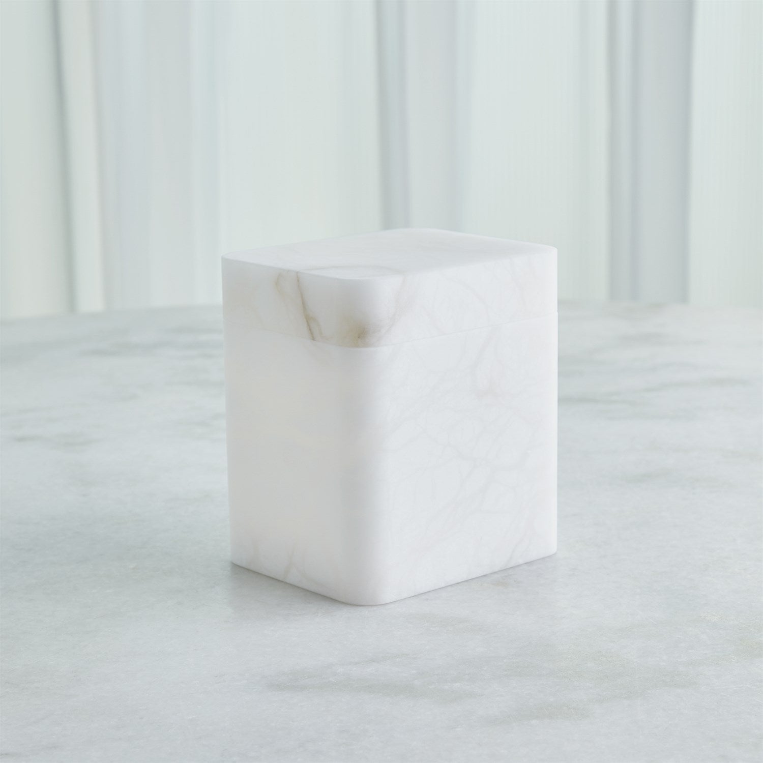 Global Views White Raggio Alabaster Box