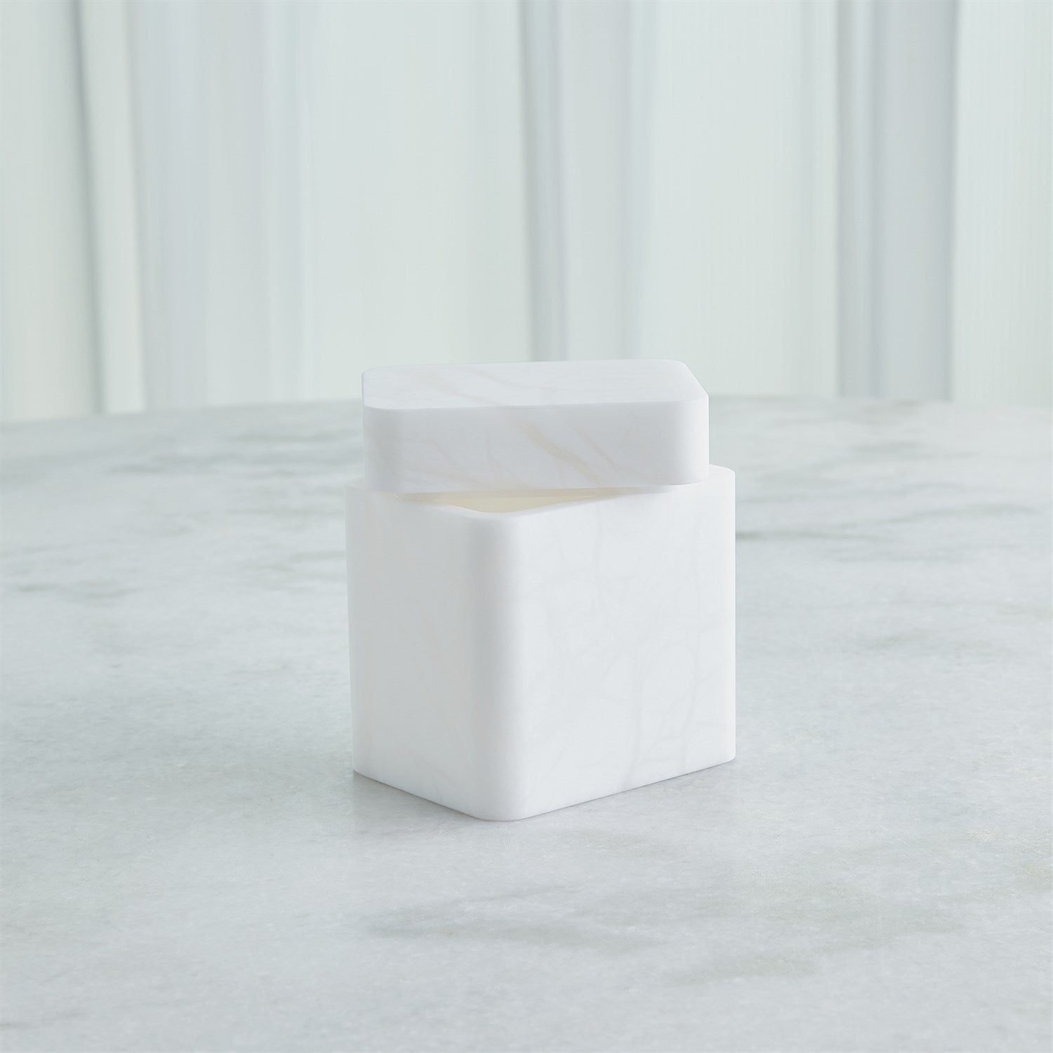Global Views White Raggio Alabaster Box