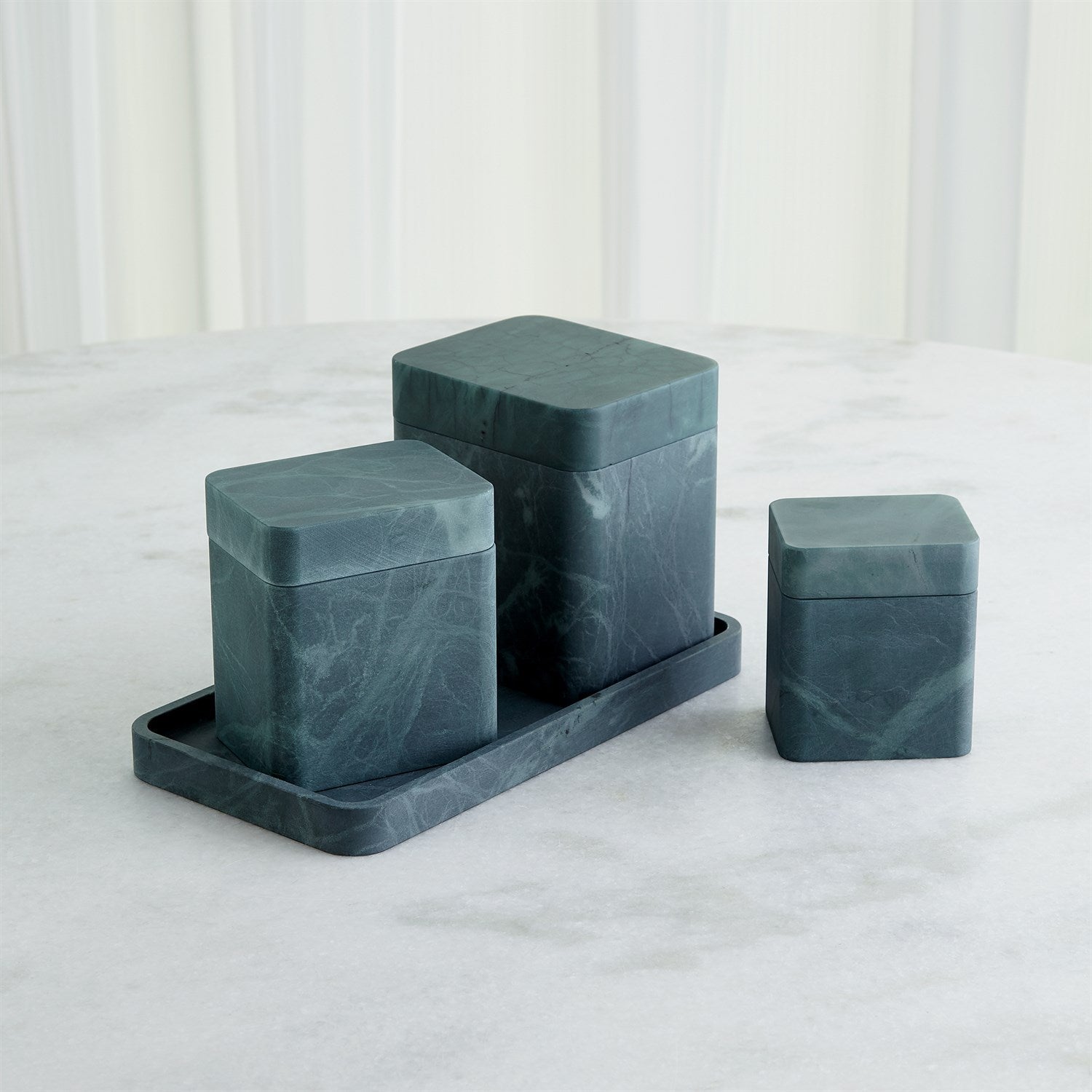 Global Views Black Green Raggio Alabaster Tray