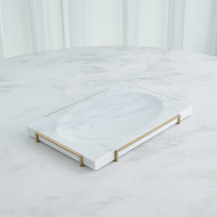 Global Views Overture Tray - White Marble