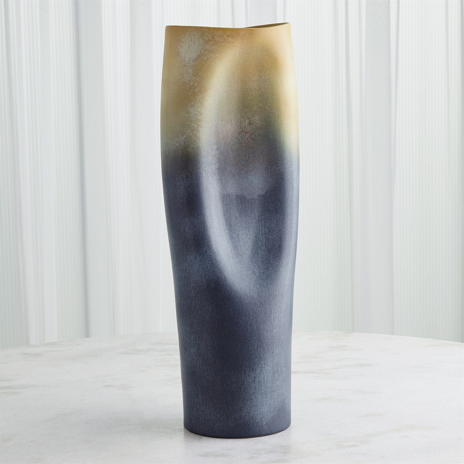 Global Views Grey Yellow Indent Vase & Bowl