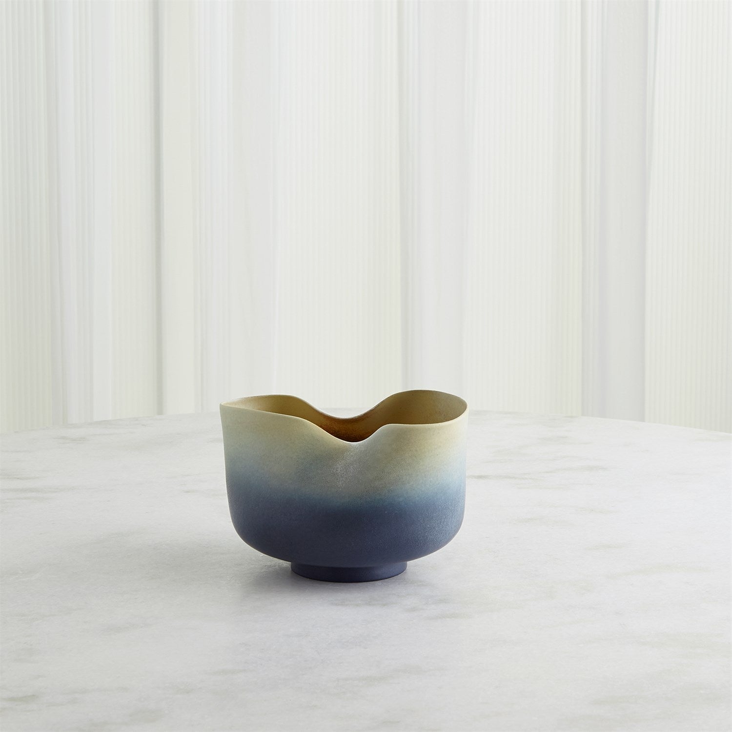 Global Views Grey Yellow Indent Vase & Bowl