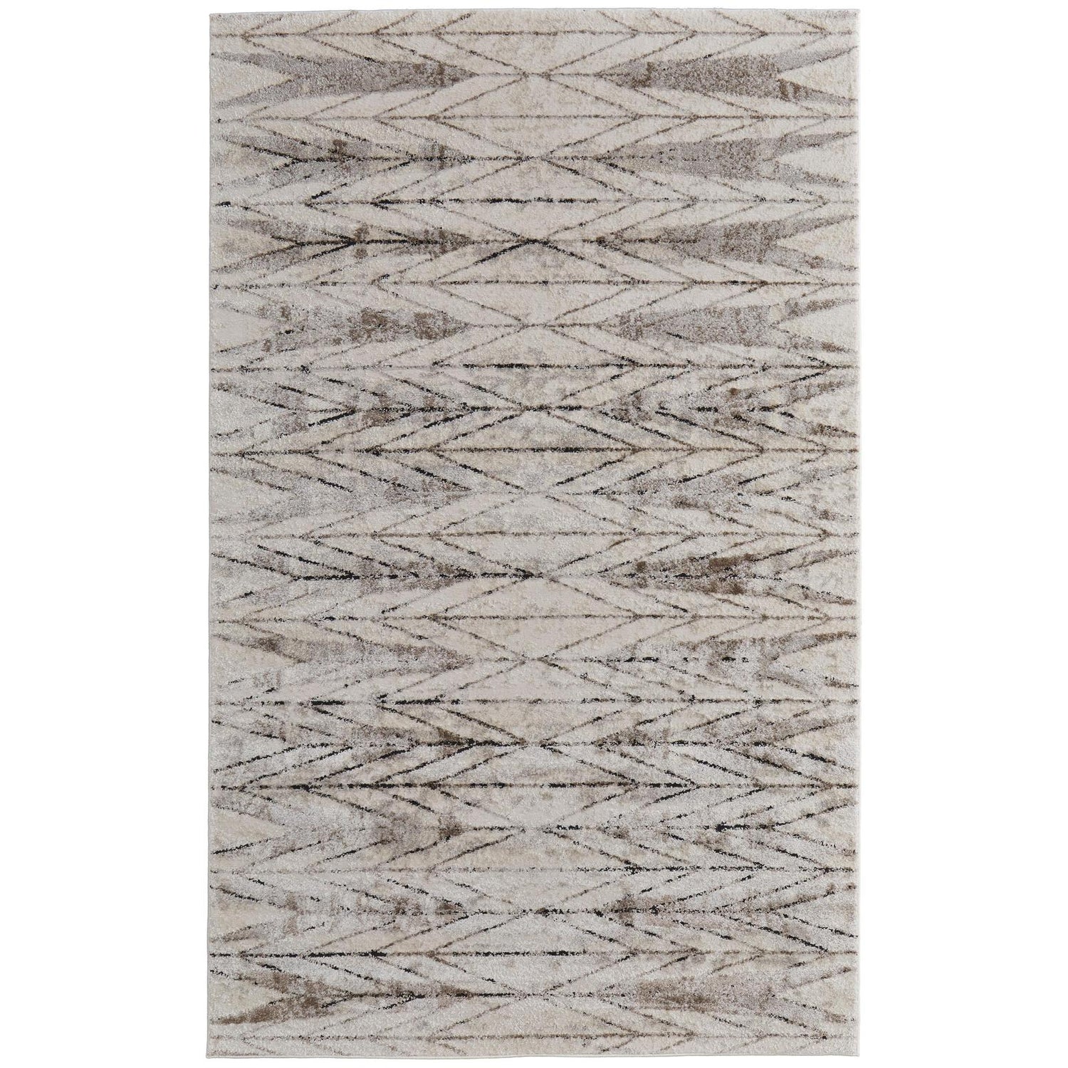 Feizy Vancouver 39NTF Modern Geometric Rug in Ivory/Tan/Brown