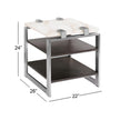 Magnussen Home Paradox Pearl White And Roasted Almond And Brushed Platinum Rectangular End Table