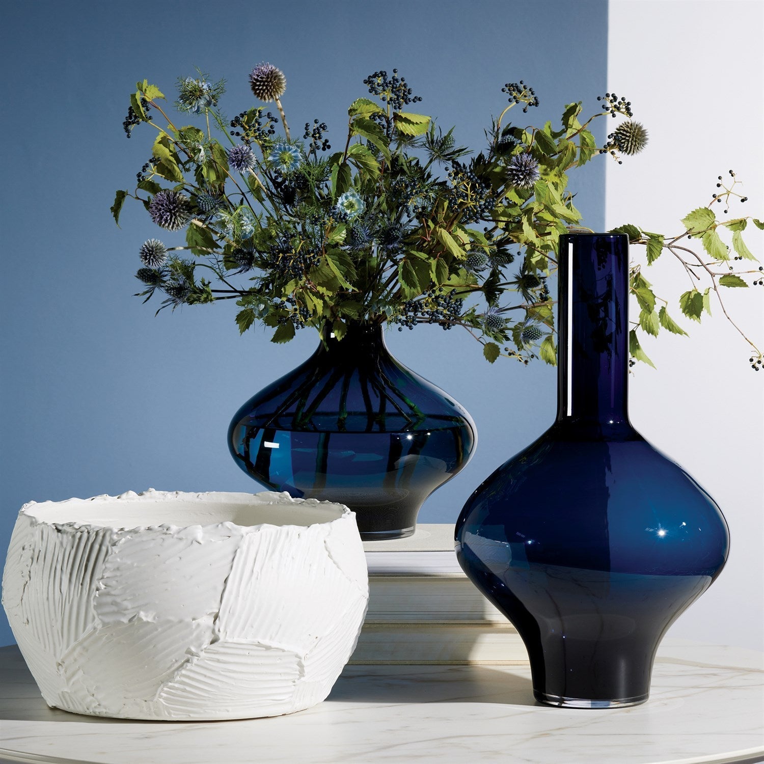 Global Views Matte White Chip Bowl & Vases