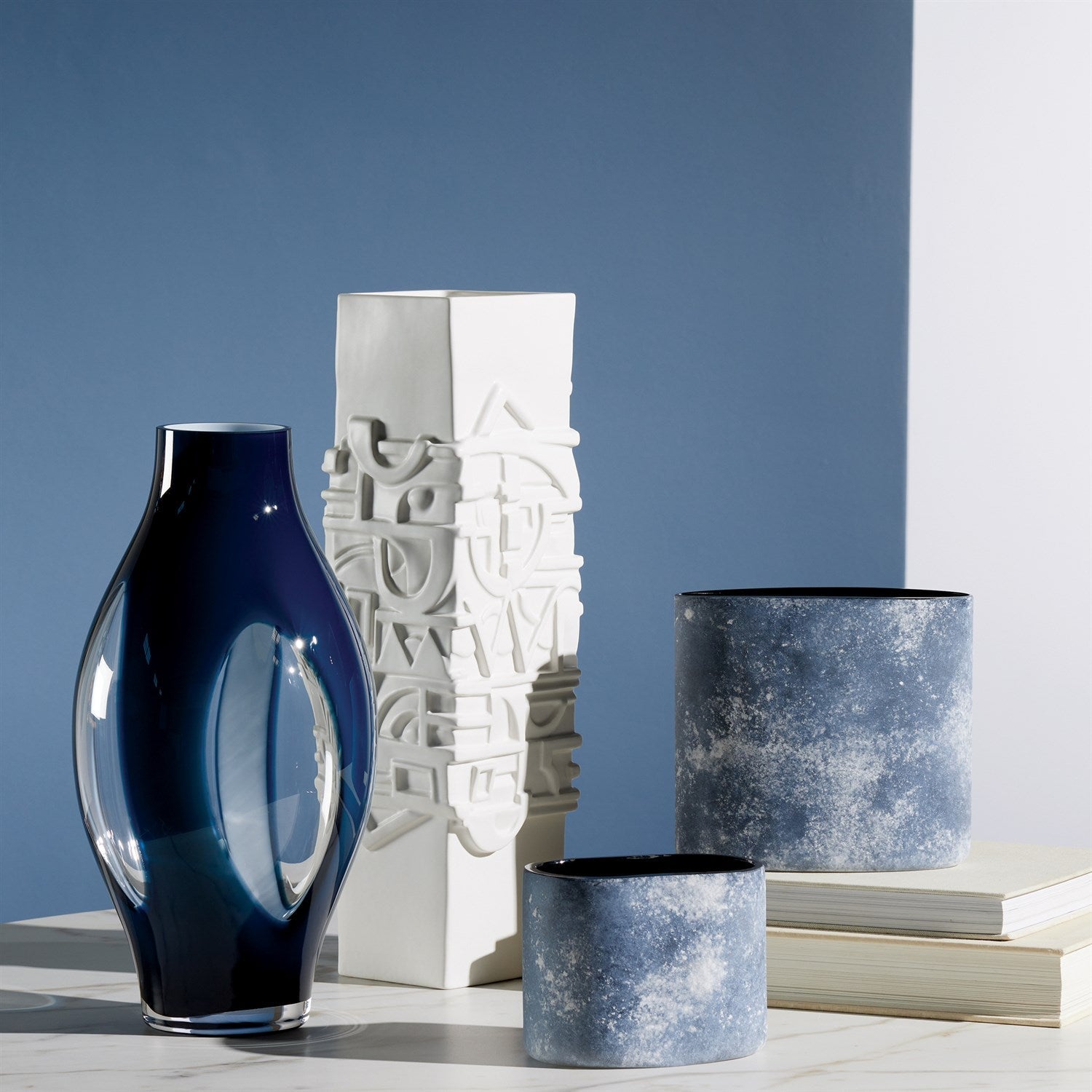 Global Views Night Blue Fly Through Vase