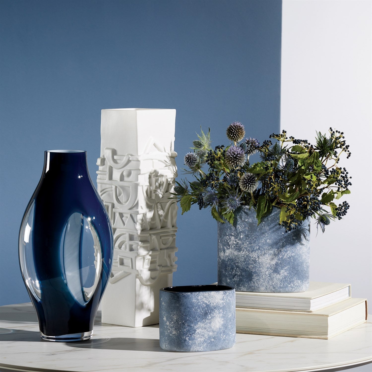 Global Views Night Blue Fly Through Vase