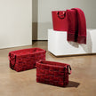 Global Views Deep Red Soft Woven Leather Basket Clearance