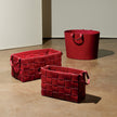 Global Views Deep Red Soft Woven Leather Basket Clearance