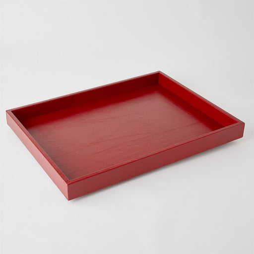 Global Views Deep Red Leather Tray