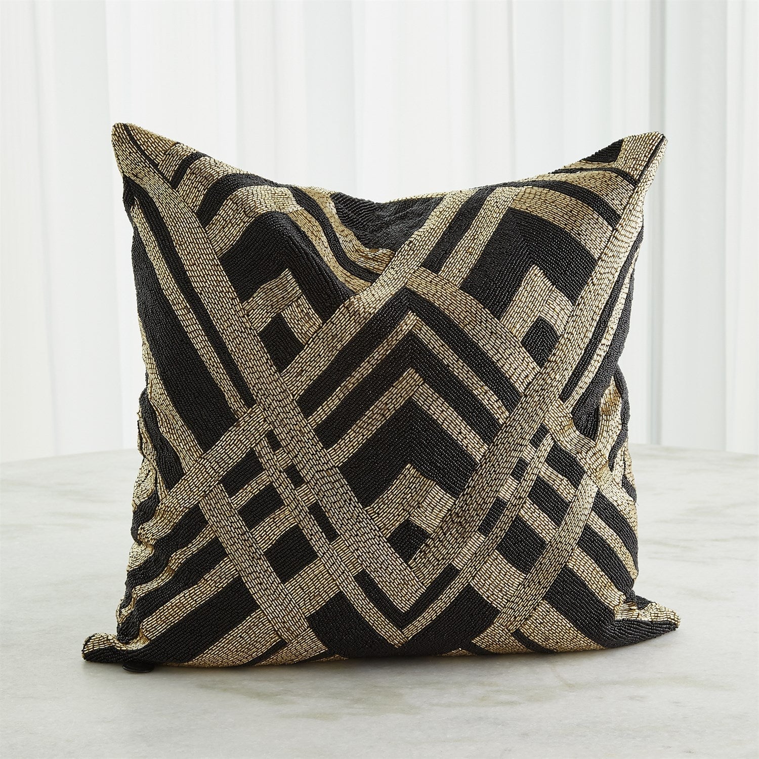 Global Views Black Gold Woven Lines Pillow DSC