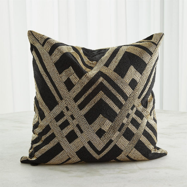 Global Views Black Gold Woven Lines Pillow DSC