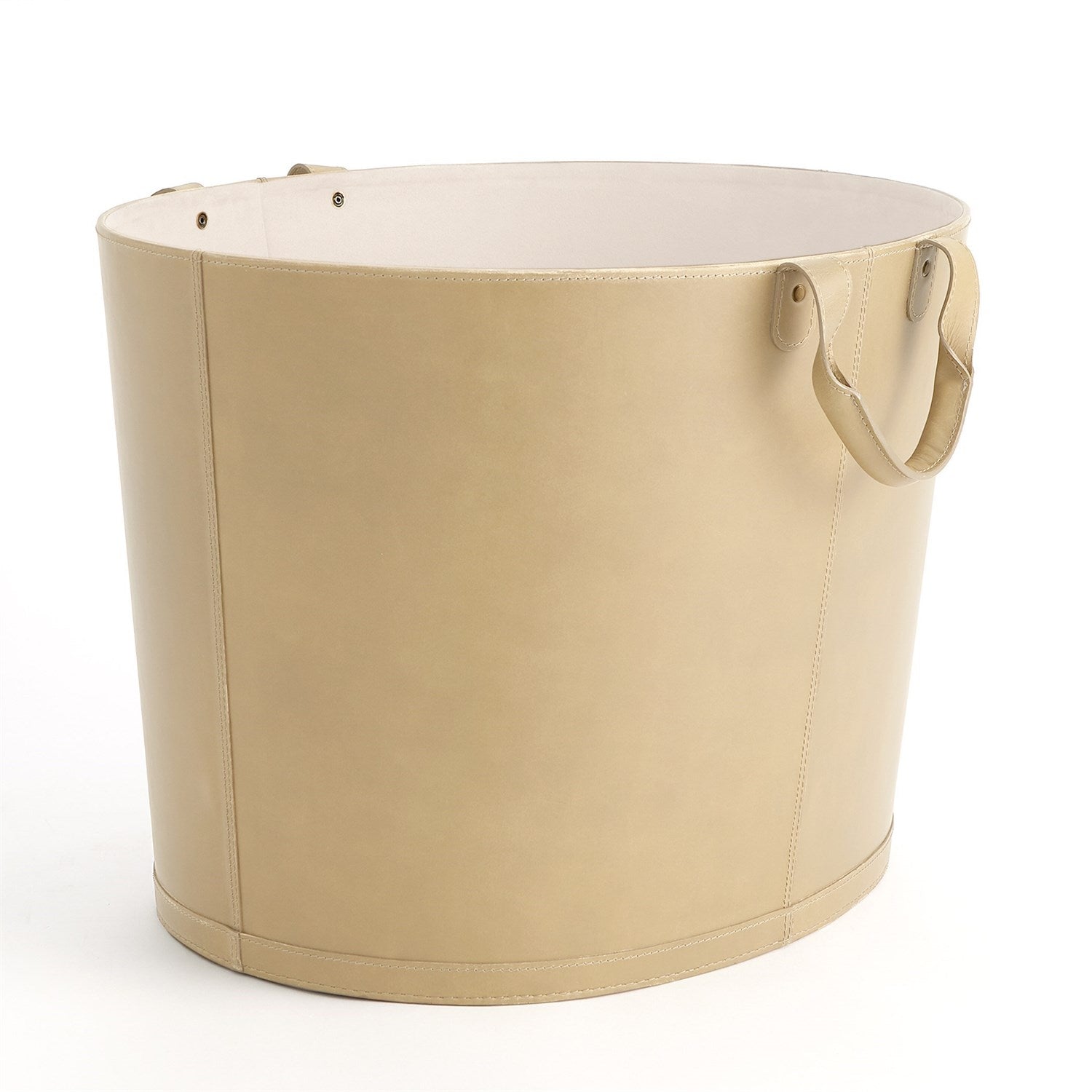Global Views Beige Oversized Oval Leather Basket