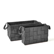 Global Views Black Soft Woven Leather Basket