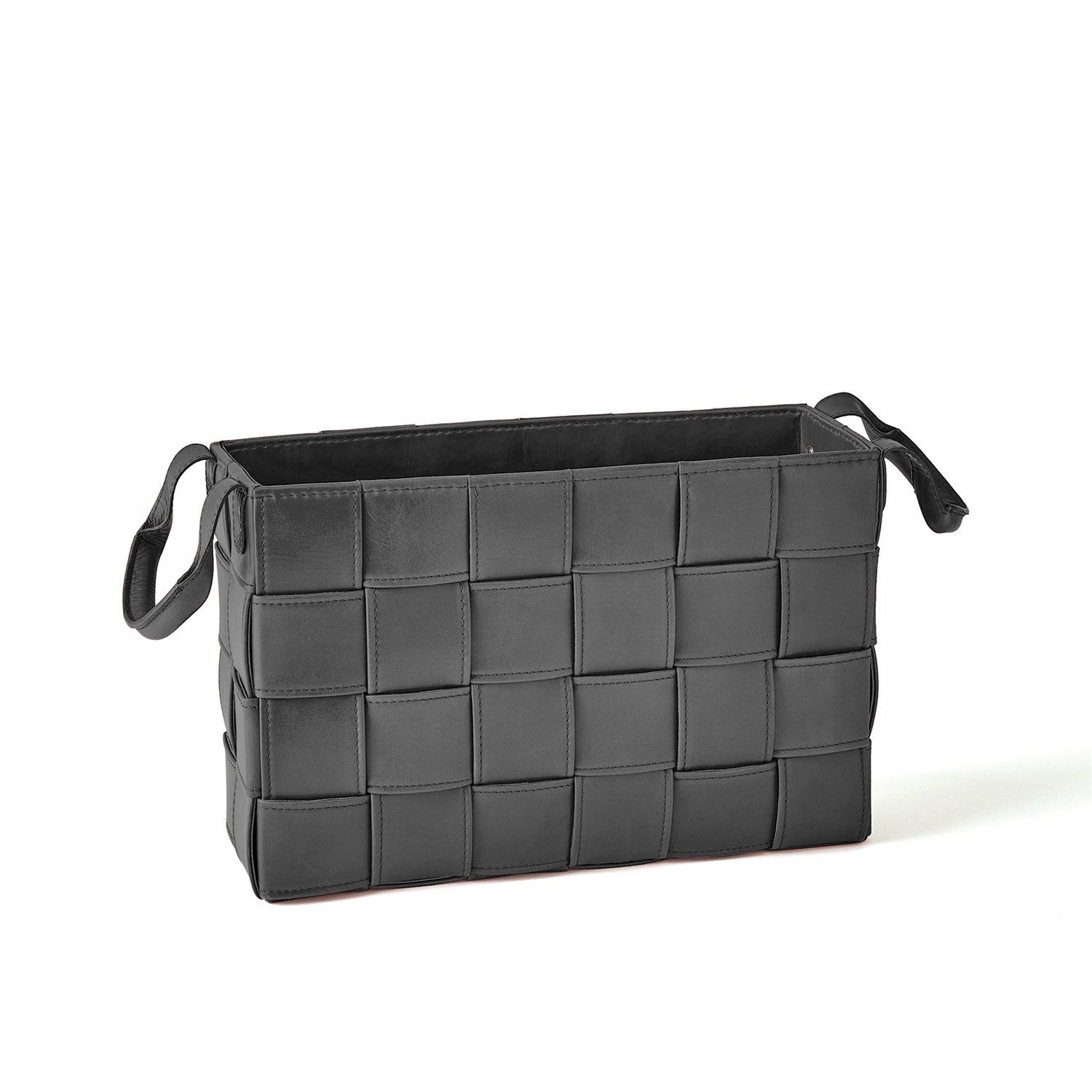 Global Views Black Soft Woven Leather Basket