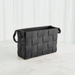 Global Views Black Soft Woven Leather Basket