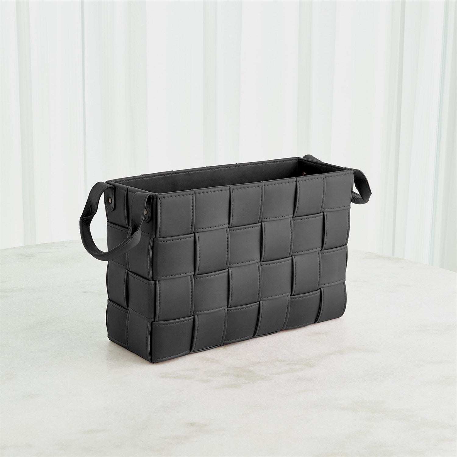 Global Views Black Soft Woven Leather Basket
