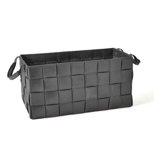 Global Views Black Soft Woven Leather Basket