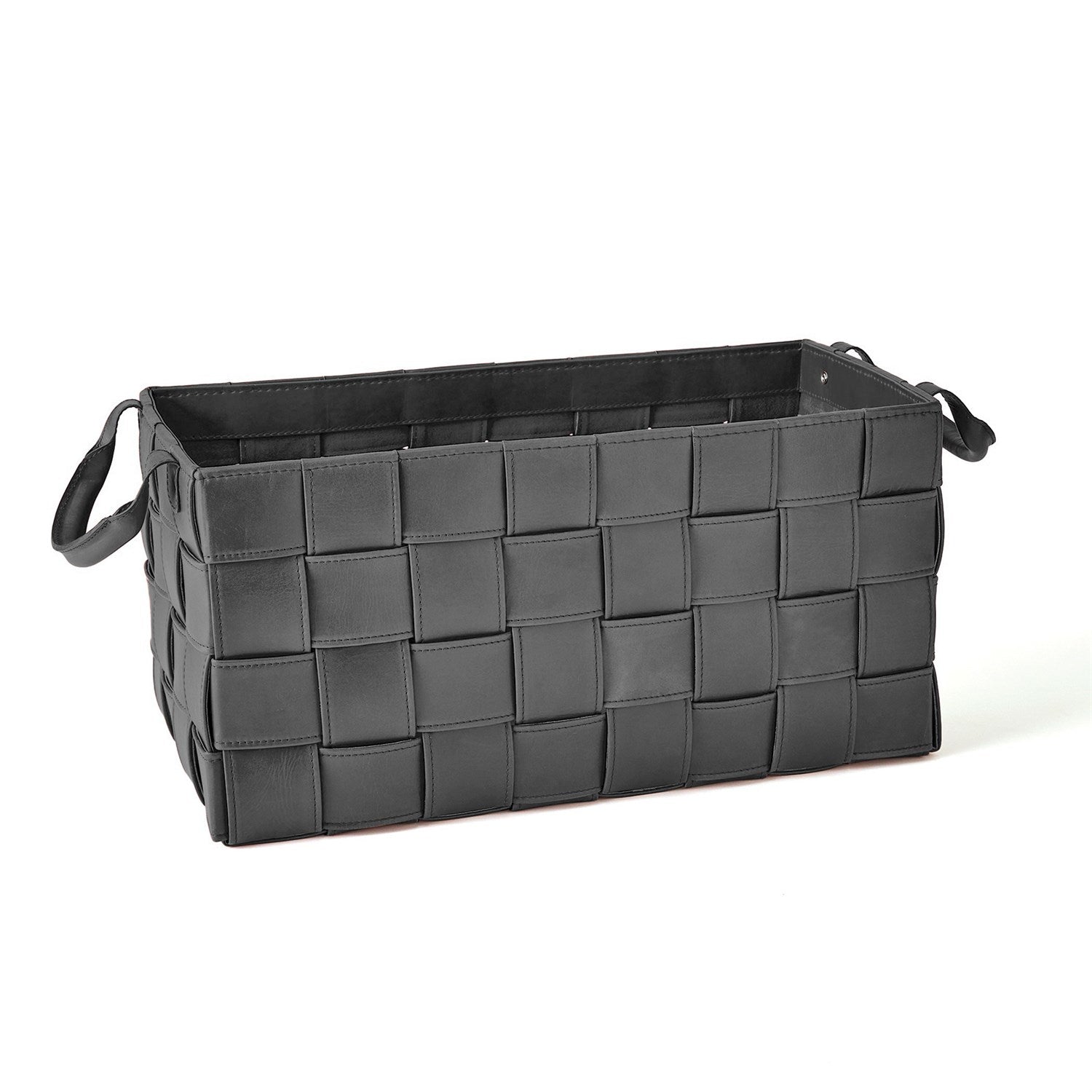 Global Views Black Soft Woven Leather Basket