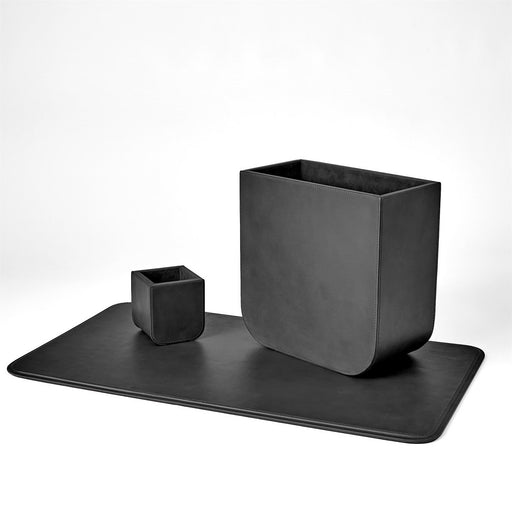 Global Views Radius Edge Leather Desk Accessories - Black