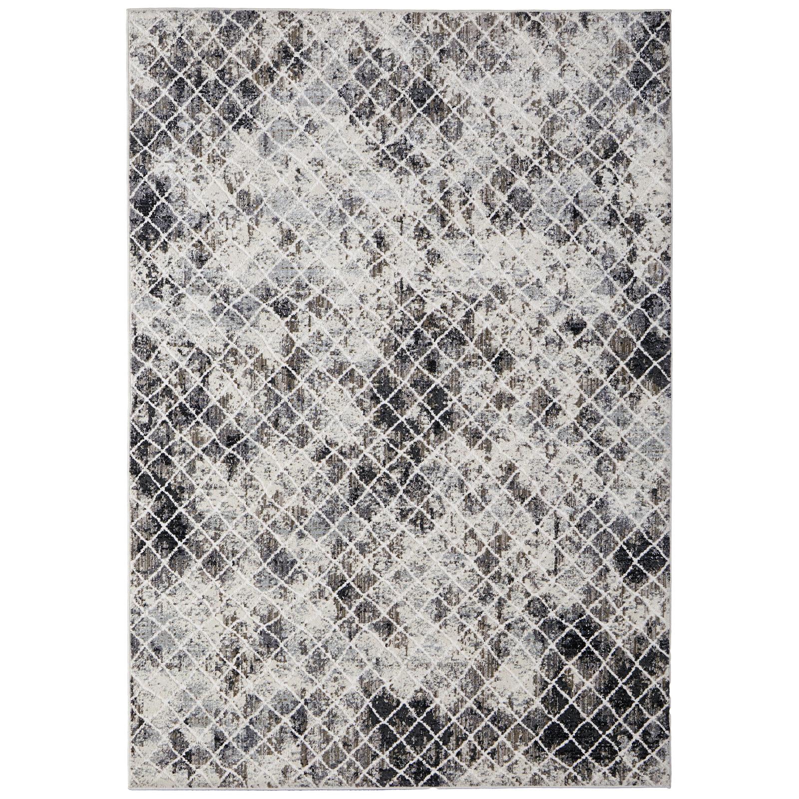 Feizy Kano 3873F Transitional Diamond Rug in Ivory/Gray/Taupe