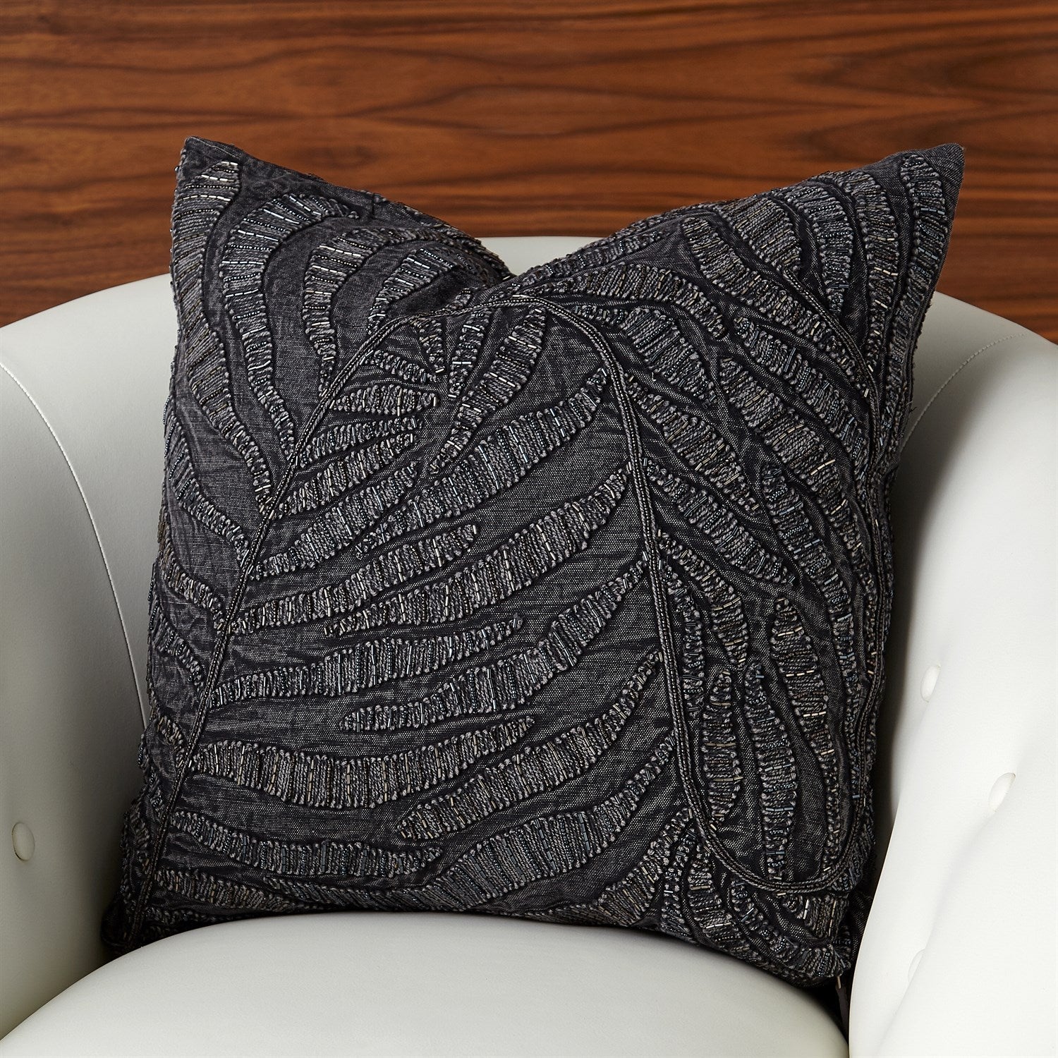 Global Views Beaded Palm Leaf Pillow