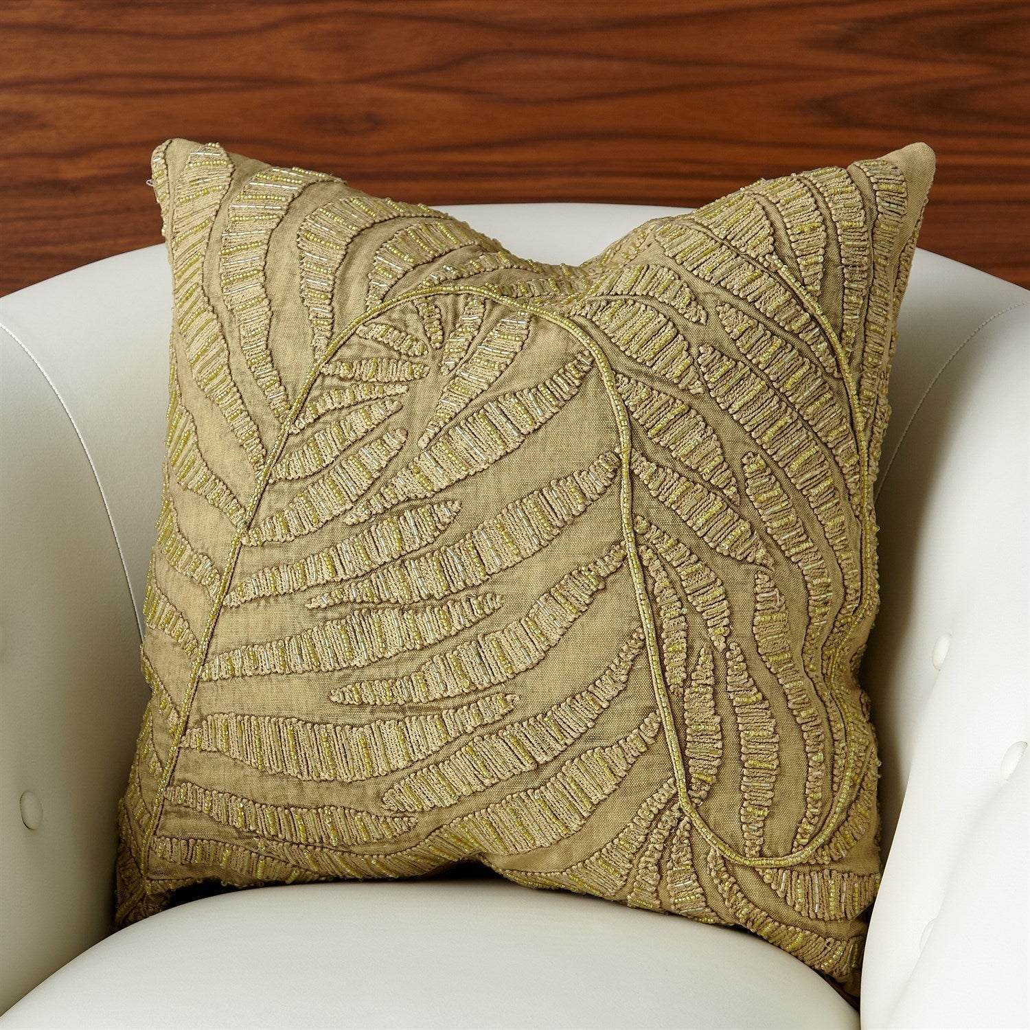 Global Views Beaded Palm Leaf Pillow