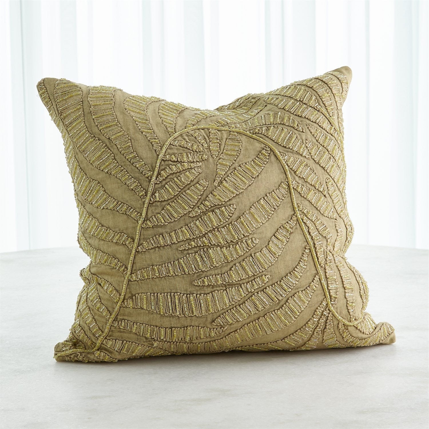 Global Views Beaded Palm Leaf Pillow