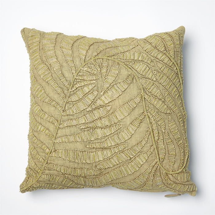 Global Views Beaded Palm Leaf Pillow - Khaki