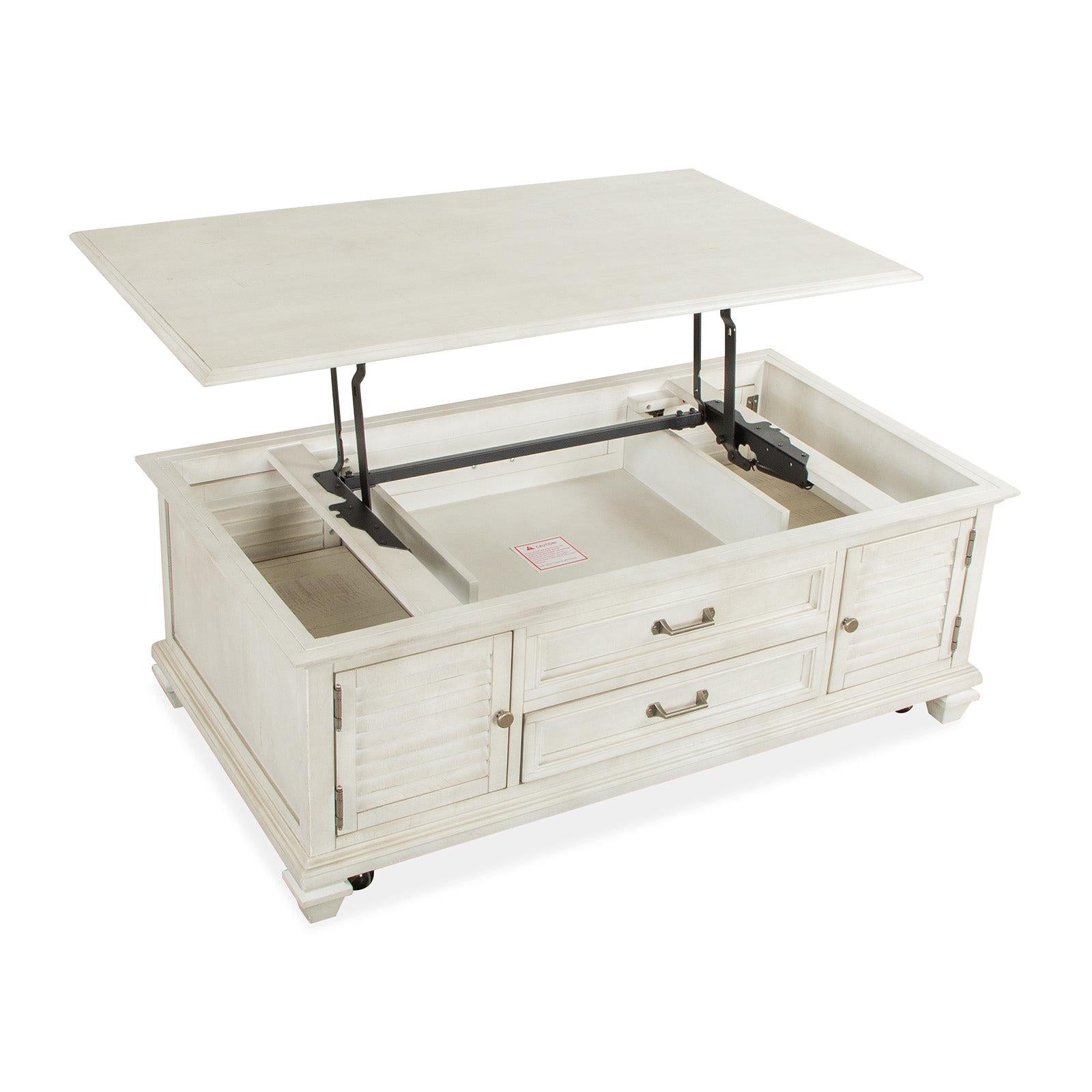 Magnussen Home Newport Alabaster Lift Top Storage Cocktail Table With Casters 