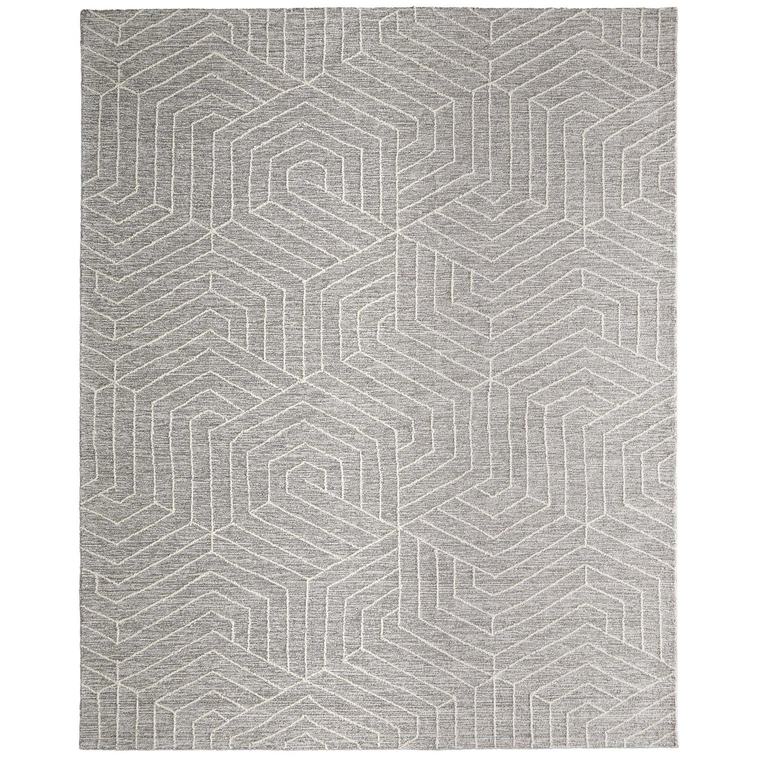 Feizy Emerson T8015 Modern Abstract, Gray/Ivory, Rug