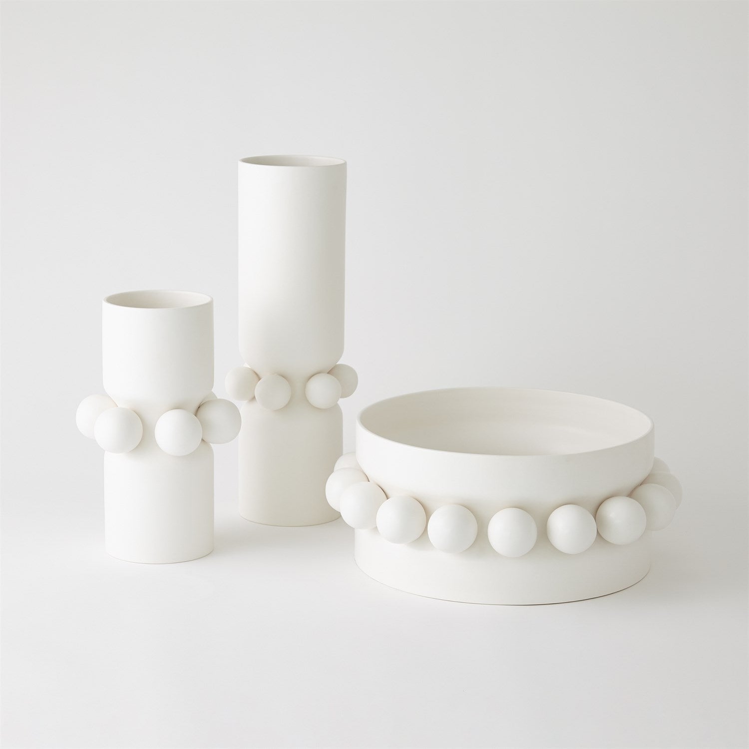 Global Views Matte White Hera Vase & Bowl